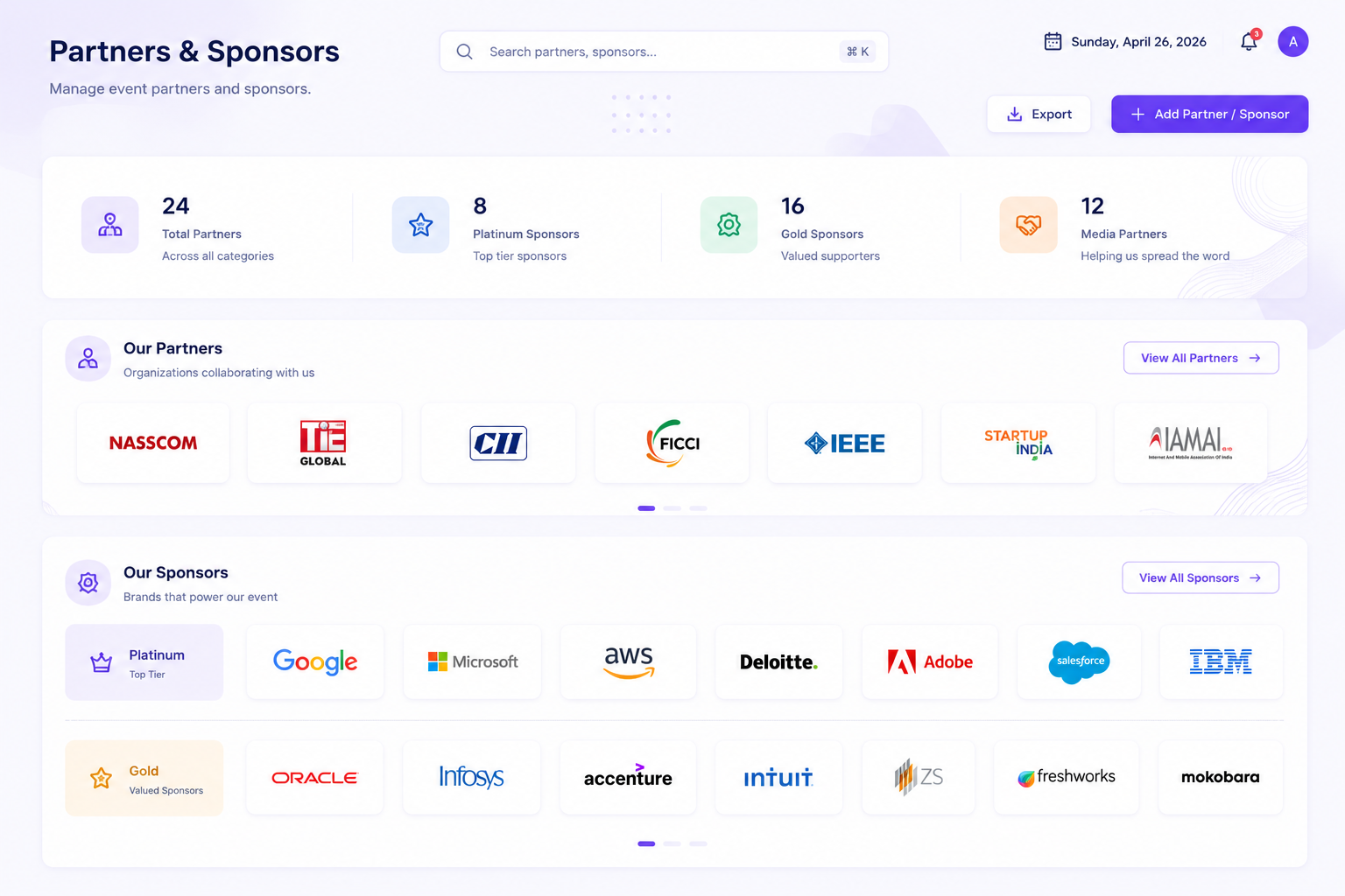 Partners screen